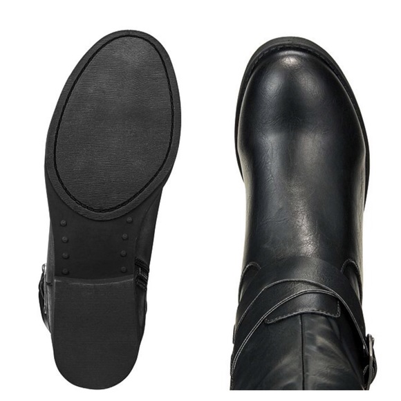 Black Vegan Leather Riding Boots Wide Calf New 8 - Picture 4 of 8